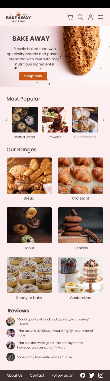 Bake Away — Mobile screen