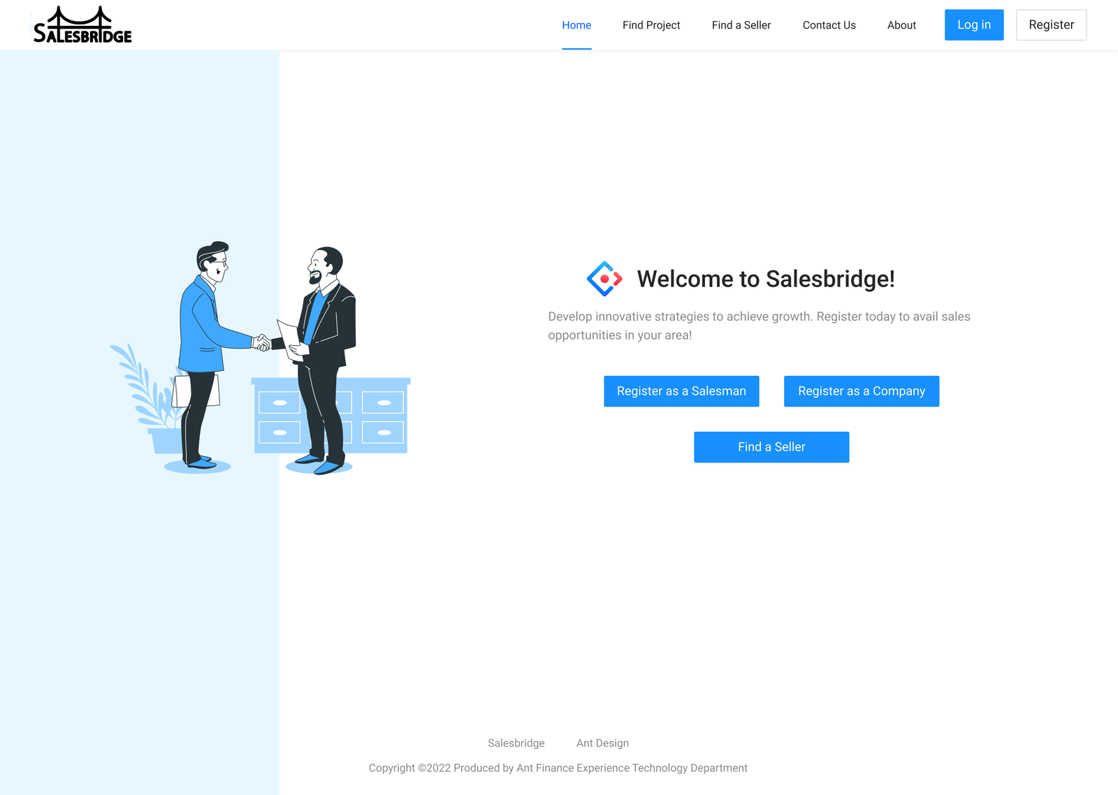 SalesBridge design screen