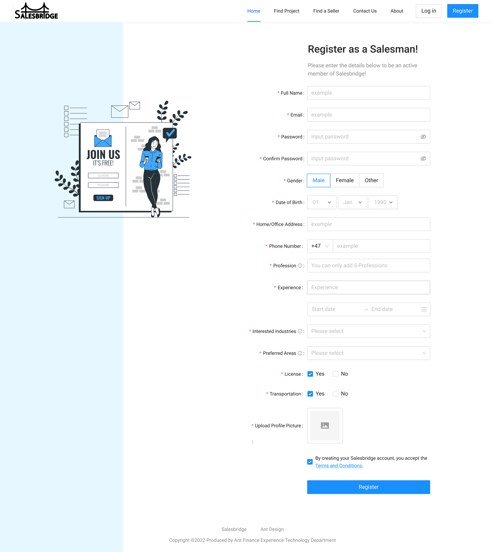 SalesBridge — Salesperson registration