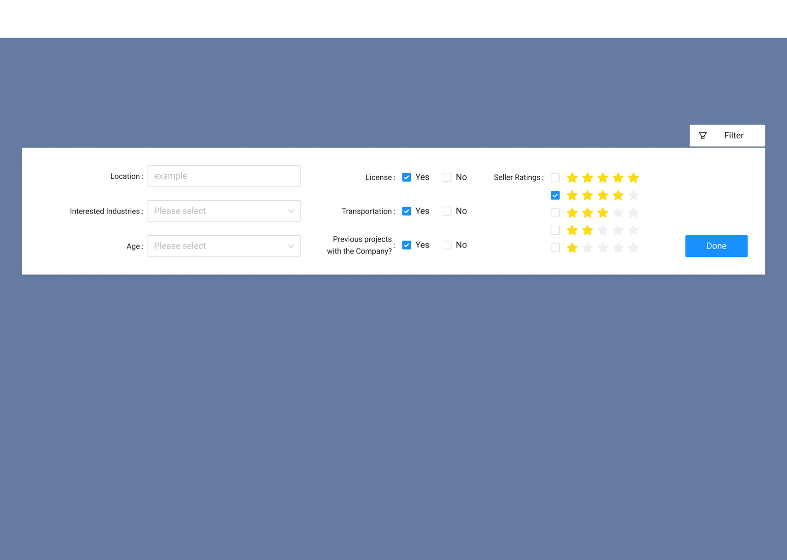 SalesBridge — Overlay filter