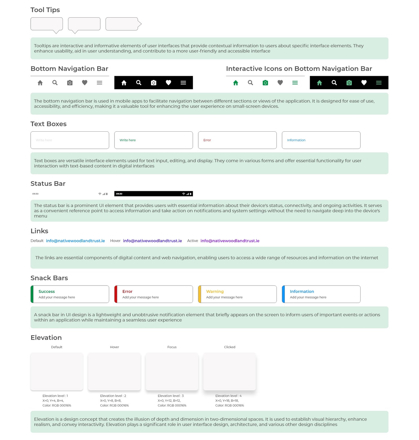 Native Woodland Trust design screen